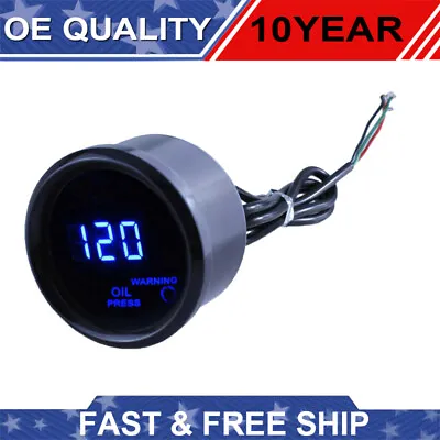 2 Inch 52mm Blue Digital LED Electronic Oil Press Pressure Gauge Auto Car • $23.62