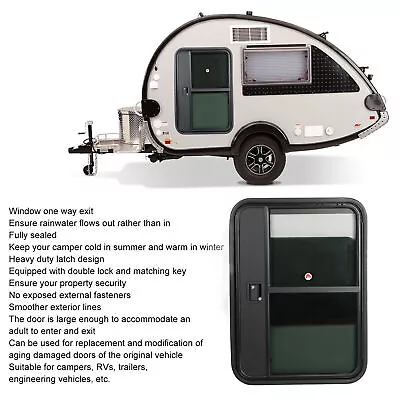 RV Door Tear Drop Tempered Glass Tinted Sliding Window Full Sealing Camper Tra✧ • $1089