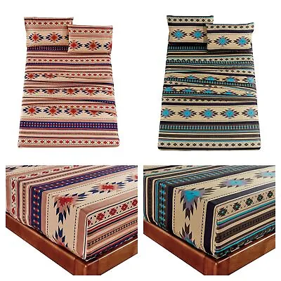 Chezmoi Collection 4-Piece Southwestern Tribal Multi-Color Sheet Set • $31.99