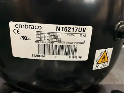 Embraco Compressor Mod.: NT6217UV 1/2 HP Medium Back Pressure R290 115v/60/1 • $260