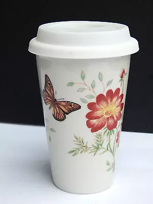 Lenox Butterfly Meadow Collection 10 Oz Ceramic Thermal Travel Mug With Lid New • £18.99