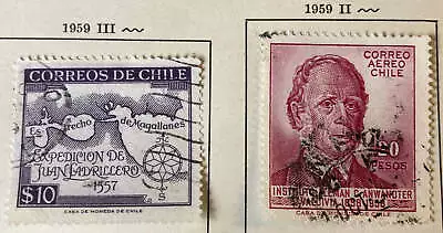 CHILE 1959 Air Post Magellan Maps Anwandter Education SC# C310 C213 Used • $3.67