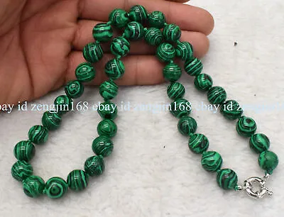 Natural 6/8/10/12mm Green Malachite Round Gemstone Beads Necklace 18  AAA+ • $3.69