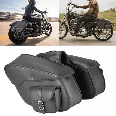 Motorcycle PU Leather Saddle Bags For Yamaha V-Star XVS 250 650 950 1100 1300 US • $129.99