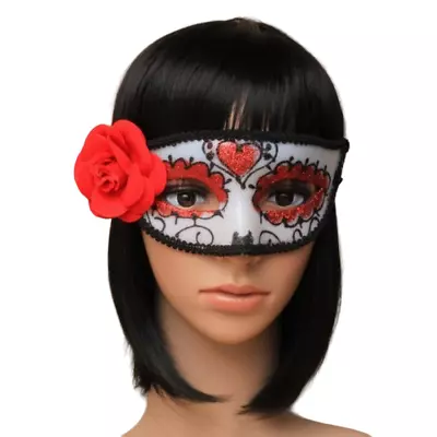 Halloween Day Of The Dead Eye Mask Ladies Sugar Skull Fancy Dress Skeleton Mask • £4.99