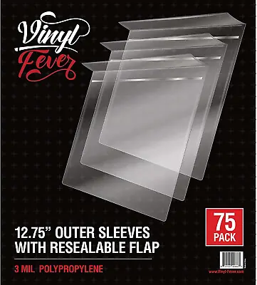 Resealable Record Outer Sleeves For 12  Vinyl Records (75 Pack) 3 Mil  • $33.69