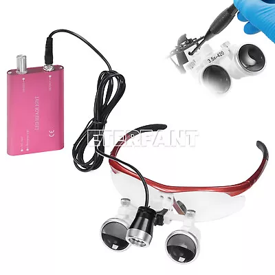 ETERFANT Dental Magnifier Medical Binocular Loupes Red+3W LED Head Light Lamp • $49.05