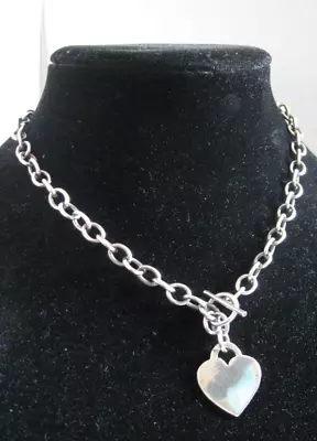 Sterling Silver Toggle Heart Pendant Necklace ATI Mexico • $68