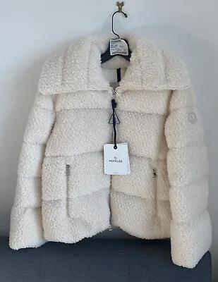 MONCLER Barbot Ivory Fur Down Puffer Jacket Blacl Sz 1 $1895+tax NWT • $1448