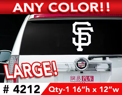 SAN FRANCISCO GIANTS SF LRG DECAL STICKER 16 Hx12w 4212 • $22.99