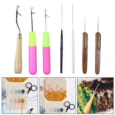 7x Latch Hook Set Quality Crochet Needle Hook For Rag Rug Making Kit Tool • £7.12