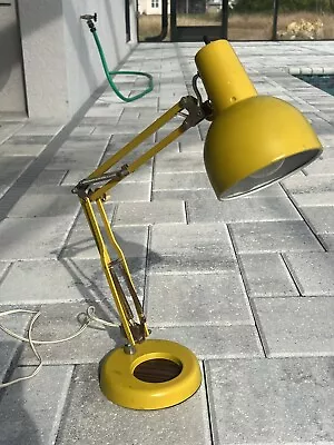 Antique Machinist Industrial Adjustable Work Light Task Desk Lamp Works Yellow • $79.99