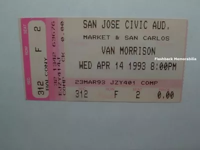 VAN MORRISON Concert Ticket Stub 1993 SAN JOSE CA Civic Auditorium VERY RARE • $15
