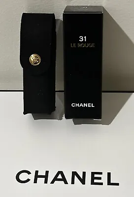 Rare Chanel Makeup Vip Black Suede Lipstick Lip Balm Case Pouch With Box • $85