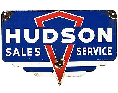 Vintage Hudson Porcelain Service Sign Gas Station Pump Motor Oil Dealership • $116.38