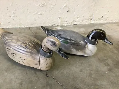 Vintage (1950s) Pintail Duck Decoys SEVEN PAIRS!! + Canvas Bag • $85