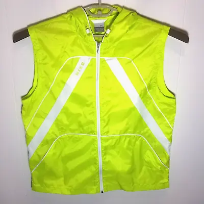 Nike Running Hooded Windbreaker Sleeveless Jacket Top Neon Green Youth XL 16-18 • $17.99