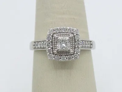 .50CT Zales 10KT Halo Diamond Wedding Bridal Engagement  Anniversary  Ring WG • $329.99