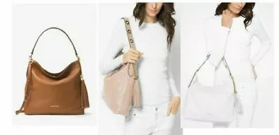 New Michael Kors Brooklyn Large Leather Shoulder/X-Body Pink White Or Luggage  • $390