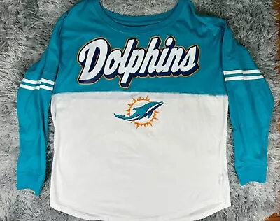 NFL Team Apparel Miami Dolphins Logo Long Sleeve Mens Size XLarge Blue Shirt • $5.99
