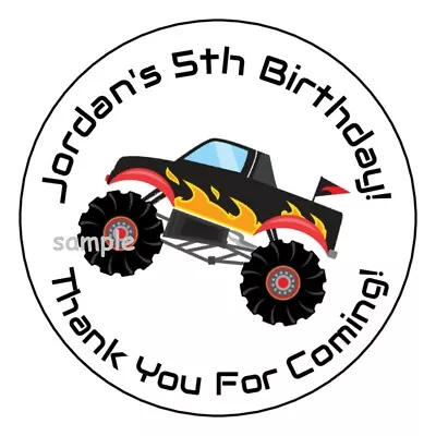 12 Personalized Monster Truck Birthday Party Stickers Favors Labels Tags 2.5   • $4.99