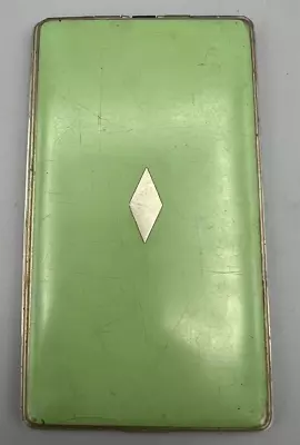 VTG Art Deco Green Diamond Slim Cigarette Holder Wallet Size Metal Antique • $45