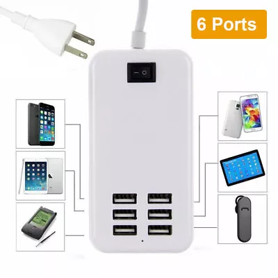 Multi 6 Port USB Hub Wall Charger Station Fast Charging AC Power Adapter Desktop • $6.98
