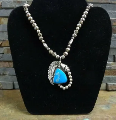 Rare Preston Monongye ? Hopi Sterling Hi Grade Turquoise Squash Blossom Necklace • $1400
