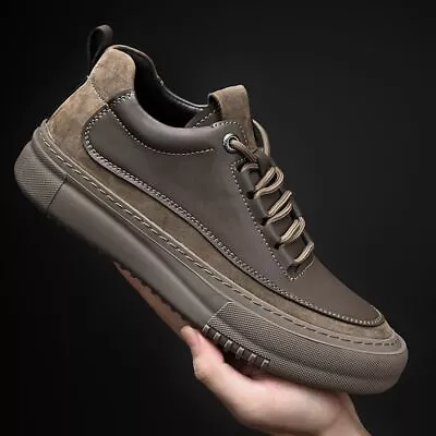 Zapatos Informales De Piel Auténtica Para Hombre Zapatillas Clásicas Cordones • $44.95