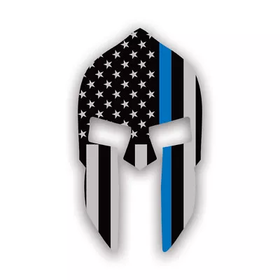 Thin Blue Line Subdued Spartan Helmet American Flag Sticker - Weatherproof • $4.99