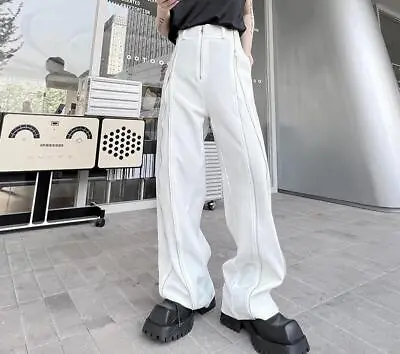 Mens Fashion Punk Gothic Zipper Wide Leg Pants Youth Casual Party Loose Trousers • $51.49