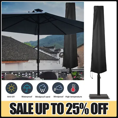 £7.25 • Buy Large Heavy Duty Garden Parasol Cover Patio Umbrella Black Protection Waterproof