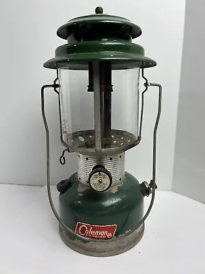 1965 Vintage Coleman Green 220F Double Mantle Lamp Lantern Original Pyrex Globe • $24.99