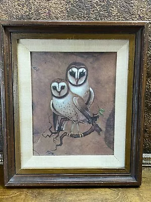 Vintage Mid Century Vanguard Studios Richard Hinger Barn Owls Framed MCM Print  • $99.95