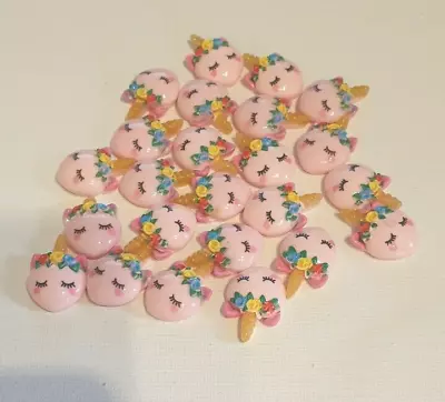 5 Pcs Kawaii Colorful Resin Pink Unicorn Flatback Cabochons Arts And Crafts • £4.10