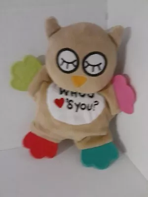 Sleeping Owl Plush Teether Lovey Cribmates  Stuffed Animal Crinkle 8  Toy • $8.90