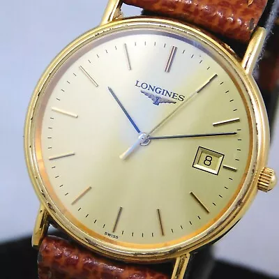 Longines L.263.2 Men's Gold Plated Vintage Date Watch Swiss Made Quartz E984 • $160.20