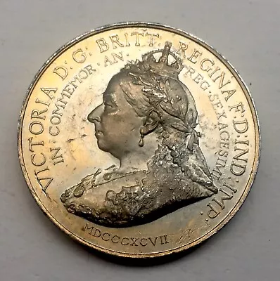 GREAT BRITAIN QUEEN VICTORIA WHITE METAL MEDAL 1897  - 51 Mm - Primates Of All • $80