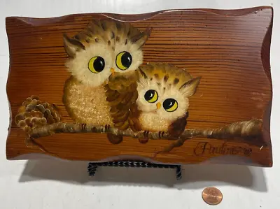 Vintage Wooden Hand Painted Plaque Owl 9.75 In Tall Wall Décor Signed • $35.50