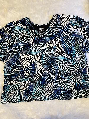 Landau Scrub Top Womens Size 4XL Blue Stretch Short Sleeve Shirt • $15