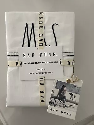 Rae Dunn MR. & MRS White Embroidered Pillow Case Set - Standard Size. • £24.09