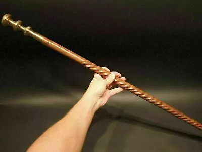 $29.69 • Buy Victorian Walking Stick Antique Brass Knob Handle Wooden Cane Nautical Deco Gift
