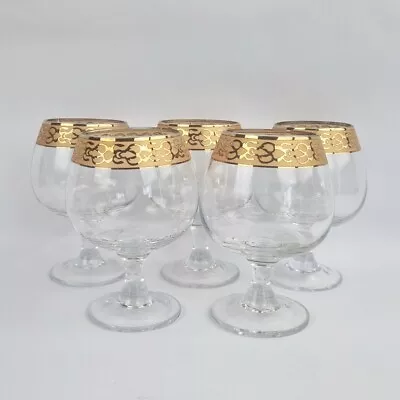 Crystal Cognac X5 Brandy Whiskey Tasting Snifter Set Gold Rim Free Postage • $72