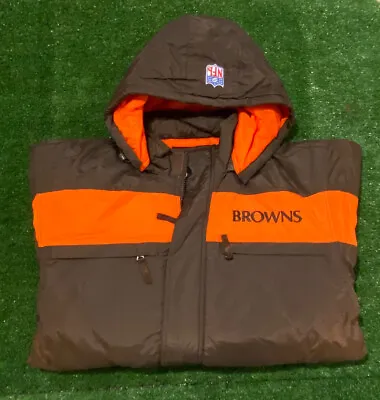 Vintage Puma Cleveland Browns Zip Up Jacket Coat Winter Hood NWT Medium • $59.99