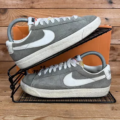 £24.99 • Buy NIKE Blazer Low Size UK 4.5 Womens Grey White Suede PRM Casual Trainers Shoes