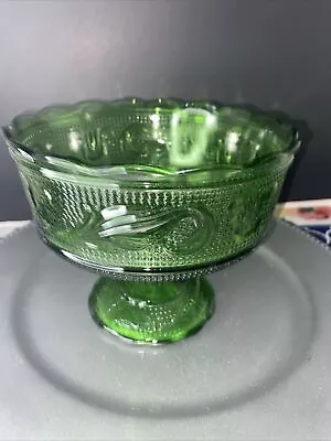 E.o. Brody Co M6000 Emerald Green Glass Compote Pedestal Bowl Dish Vintage Antq • $0.99