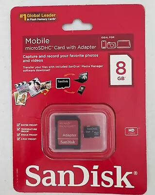 SanDisk 8GB Micro SD Card With Adapter NEW • $10