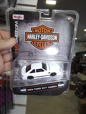 Maisto 1/64 Harley Davidson 1993 Ford Mustang SVT Cobra White NIB • $10.95