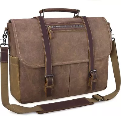 NUBILY Mens Laptop Messenger Bag Waterproof Computer Leather Satchel Briefcases • £39.99