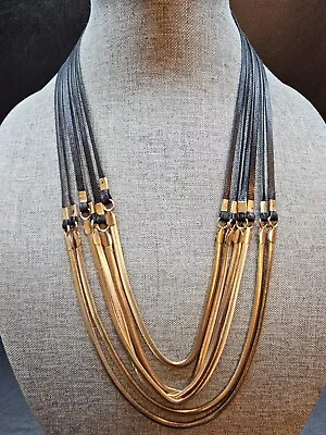 Vintage Gold Tone Multi-Strand Multilayered Cord Necklace 26  • $12.99